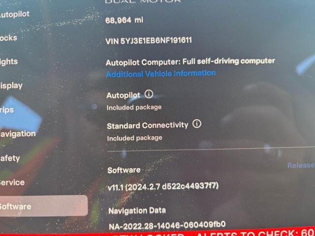 5YJ3E1EB6NF191611 Tesla MODEL 3