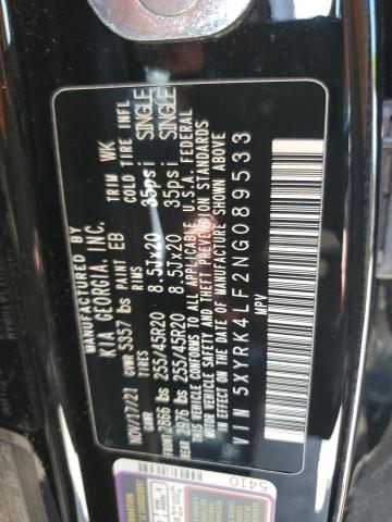 5XYRK4LF2NG089533 KIA SORENTO SX