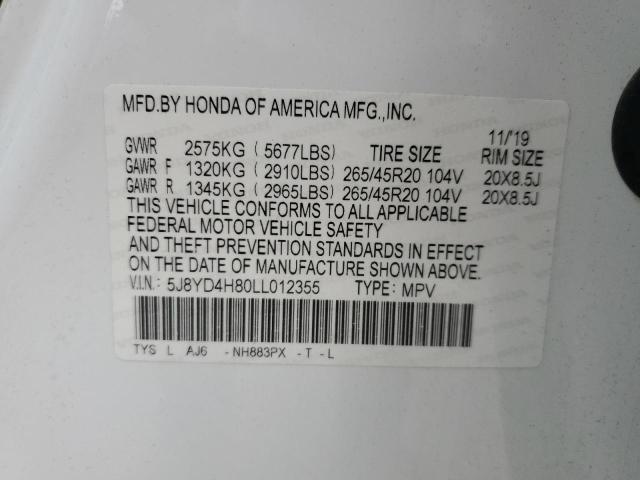 5J8YD4H80LL012355 Acura Mdx Advance