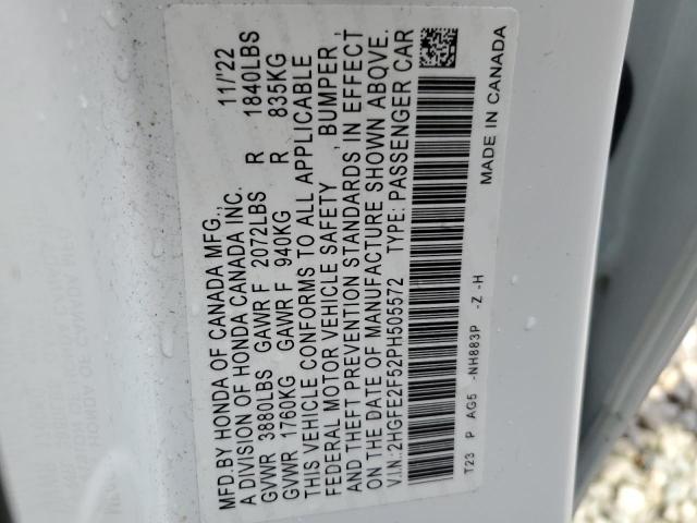 2HGFE2F52PH505572 Honda Civic Sport