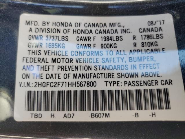 2HGFC2F71HH567800 Honda CIVIC EX
