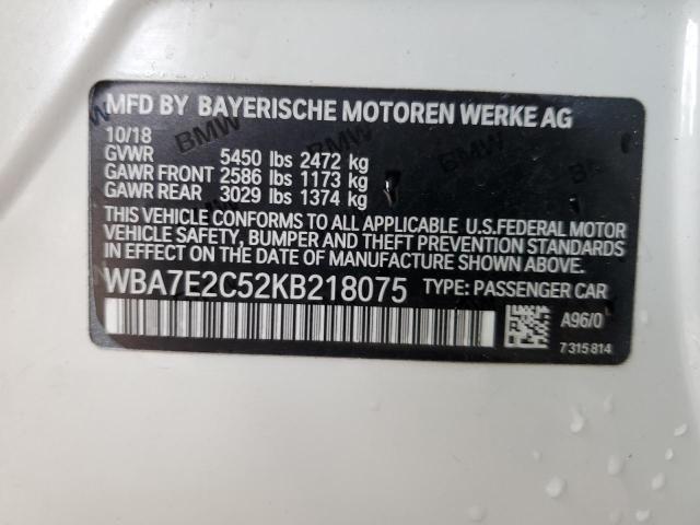 WBA7E2C52KB218075 BMW 740 I