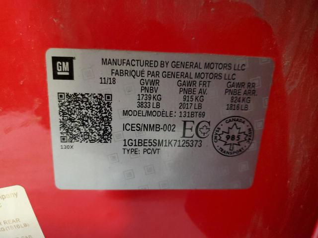 1G1BE5SM1K7125373 Chevrolet CRUZE LT
