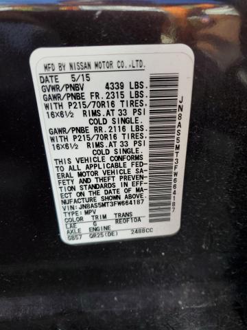 JN8AS5MT3FW664187 Nissan Rogue Select S