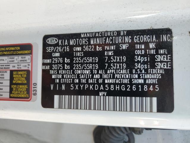 5XYPKDA58HG261845 KIA SORENTO SX