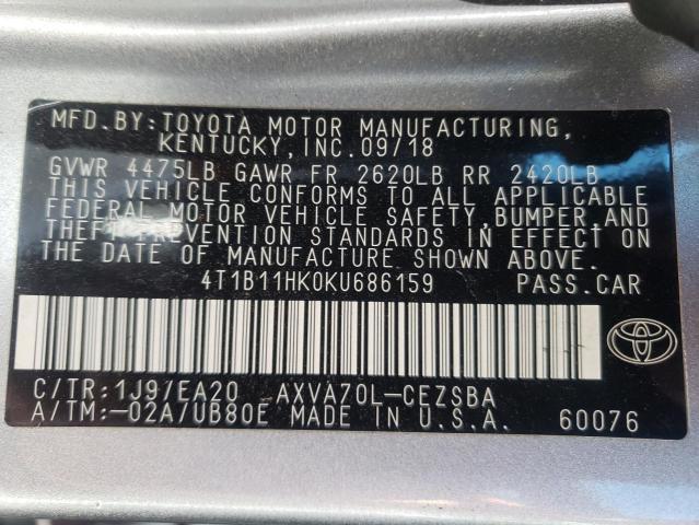 4T1B11HK0KU686159 Toyota CAMRY L