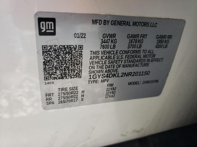 1GYS4DKL2NR201150 Cadillac Escalade Premium Luxury Platinum