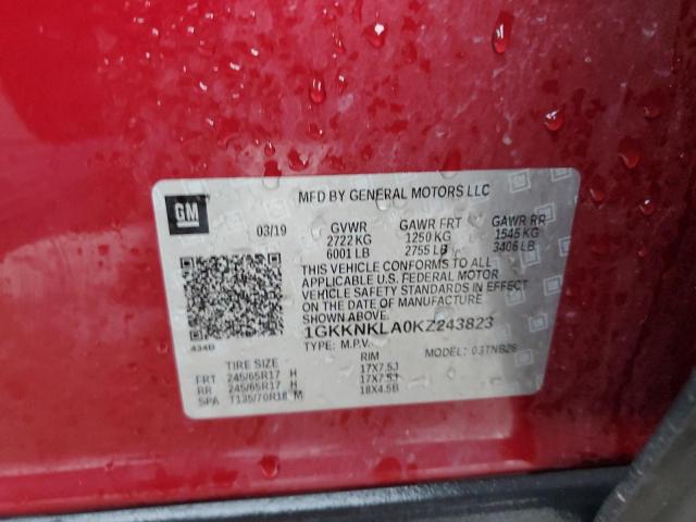 1GKKNKLA0KZ243823 GMC ACADIA SLE