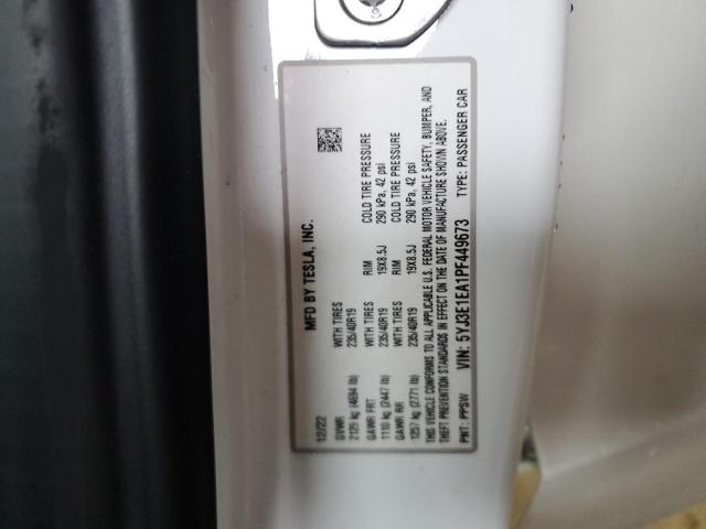 5YJ3E1EA1PF449673 Tesla MODEL 3