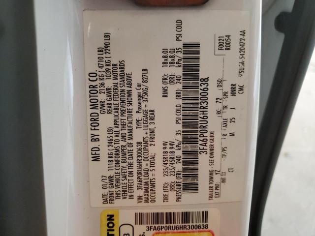 3FA6P0RU6HR300638 Ford Fusion Titanium Hev
