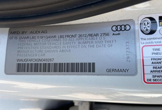 WAUGFAFCXGN049267 Audi A6 Premium Plus