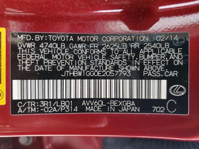 JTHBW1GG0E2057793 Lexus ES 300H