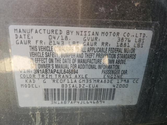 3N1AB7AP4JL646894 Nissan SENTRA S