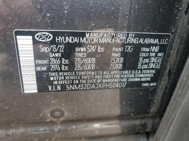 5NMS2DAJXPH504017 Hyundai Santa Fe Sel