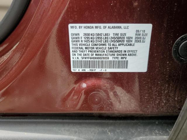 5FNYF6H0XKB028059 Honda Pilot Elite