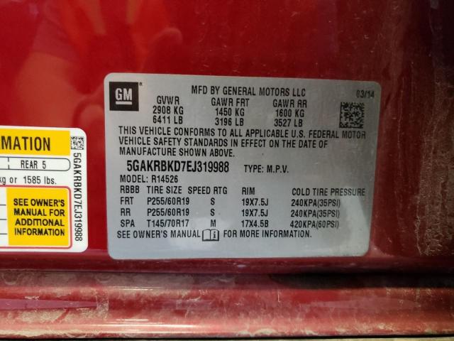 5GAKRBKD7EJ319988 Buick Enclave