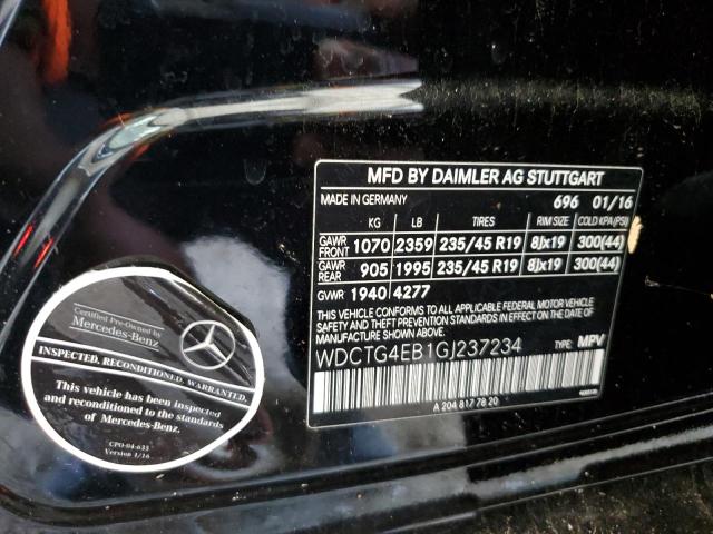 WDCTG4EB1GJ237234 Mercedes-Benz GLA 250