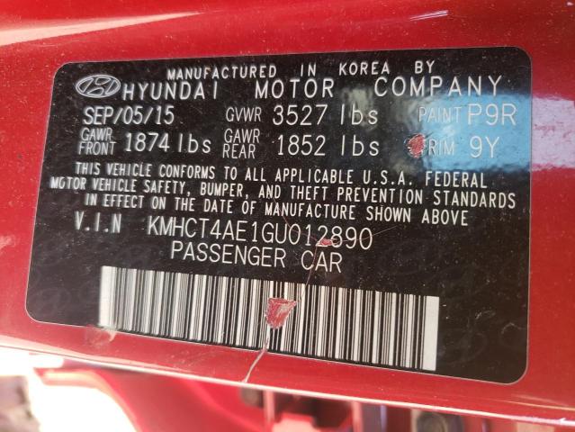 KMHCT4AE1GU012890 Hyundai ACCENT SE