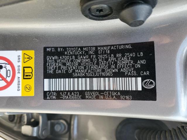 58ABK1GG3JU116965 Lexus ES 350