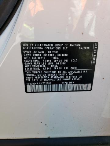 1V2CR2CA1JC571885 Volkswagen ATLAS SE