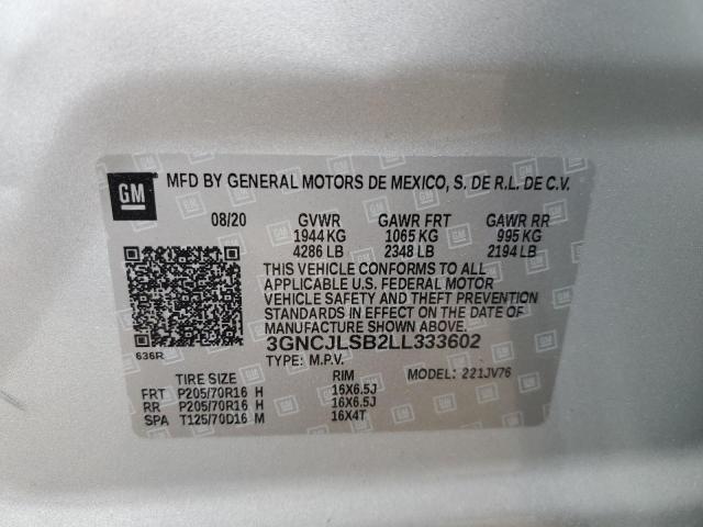3GNCJLSB2LL333602 Chevrolet TRAX 1LT