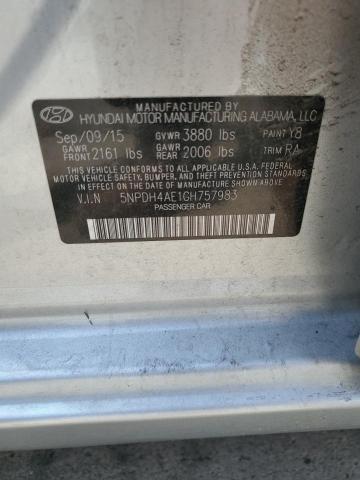 5NPDH4AE1GH757983 Hyundai ELANTRA SE