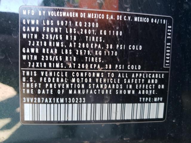 3VV2B7AX1KM130233 Volkswagen TIGUAN SE