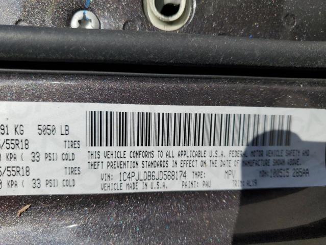 1C4PJLDB6JD568174 Jeep Cherokee Limited