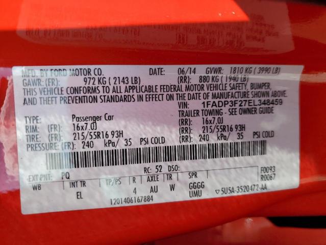 1FADP3F27EL348459 Ford FOCUS SE