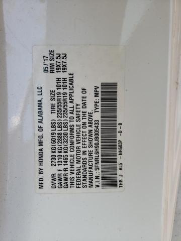 5FNRL6H90JB005433 Honda Odyssey Elite