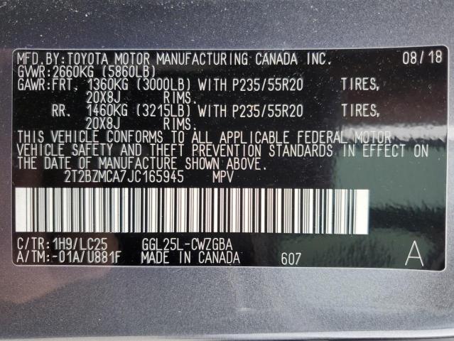 2T2BZMCA7JC165945 Lexus Rx 350 Base