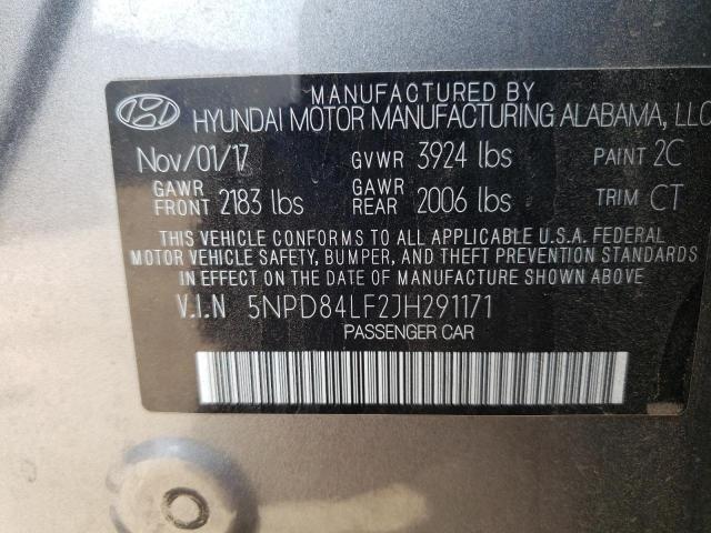 5NPD84LF2JH291171 Hyundai ELANTRA SEL