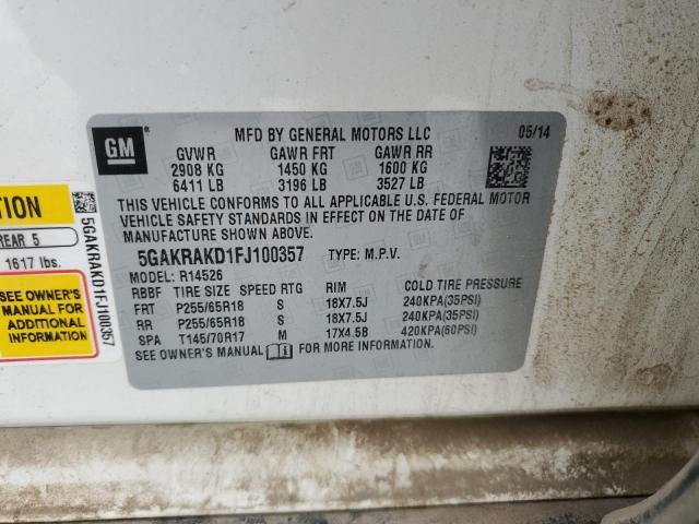 5GAKRAKD1FJ100357 Buick Enclave