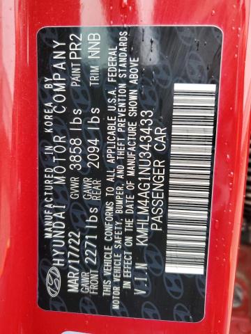KMHLM4AG1NU343433 Hyundai ELANTRA SEL