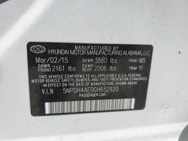 5NPDH4AE0GH652920 Hyundai ELANTRA SE