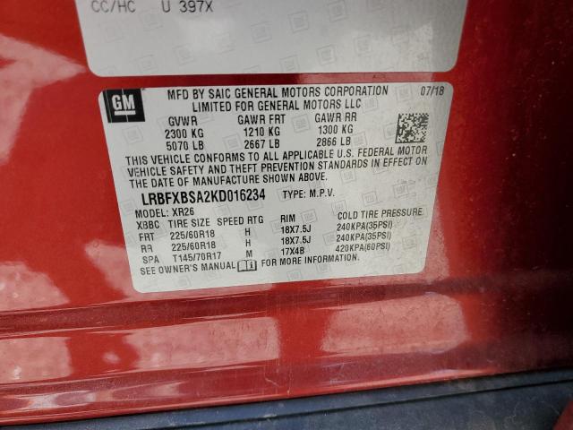 LRBFXBSA2KD016234 Buick Envision Preferred