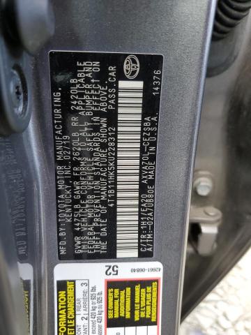 4T1B11HK5KU228312 Toyota CAMRY L