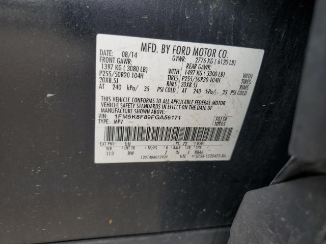 1FM5K8F89FGA56171 Ford Explorer Limited