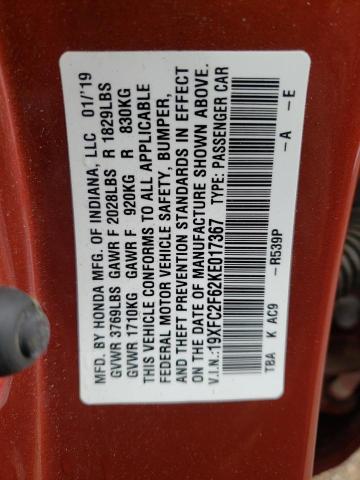 19XFC2F62KE017367 Honda Civic Lx