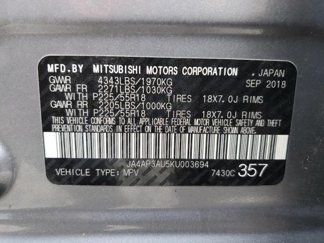 JA4AP3AU5KU003694 Mitsubishi Outlander Sport Es