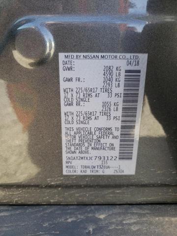 5N1AT2MTXJC793122 Nissan ROGUE S