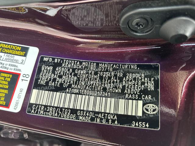 4T1BK1EB0GU217341 Toyota AVALON XLE