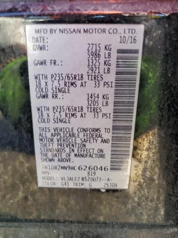 5N1DR2MN9HC626046 Nissan Pathfinder S