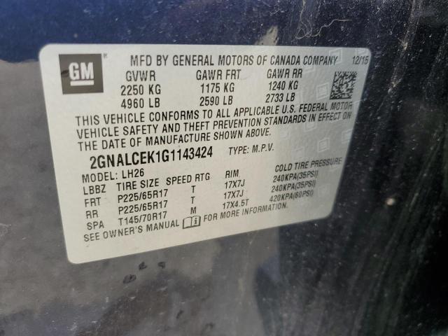 2GNALCEK1G1143424 Chevrolet EQUINOX LT