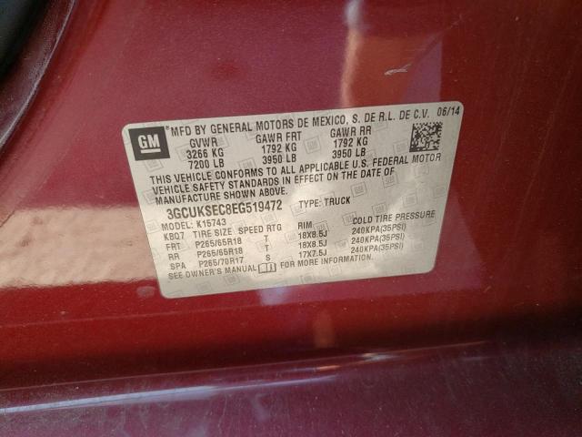 3GCUKSEC8EG519472 Chevrolet Silverado K1500 Ltz