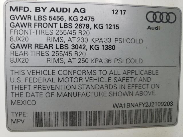 WA1BNAFY2J2109203 Audi Q5 Premium Plus
