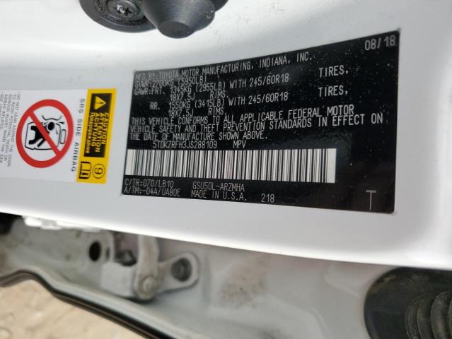 5TDKZRFH3JS288109 Toyota Highlander Se