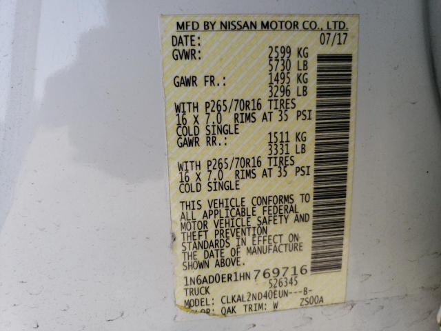 1N6AD0ER1HN769716 Nissan FRONTIER S
