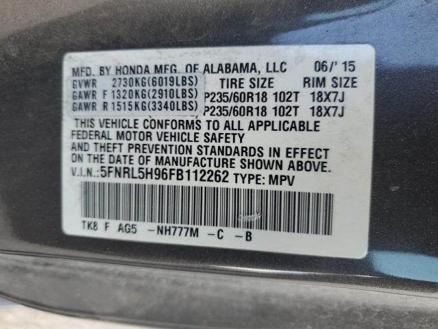 5FNRL5H96FB112262 Honda Odyssey Touring
