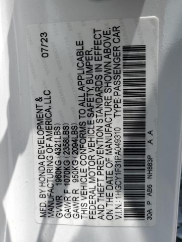 1HGCY1F31PA049310 Honda ACCORD EX